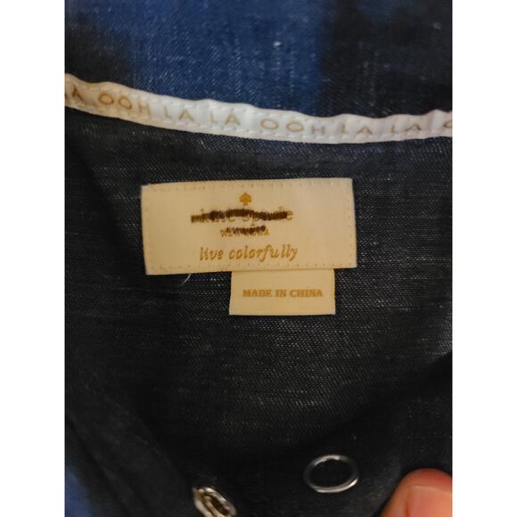 Kate Spade denim chambray floral embroidered snap button shirt - M/L? - Picture 3 of 4